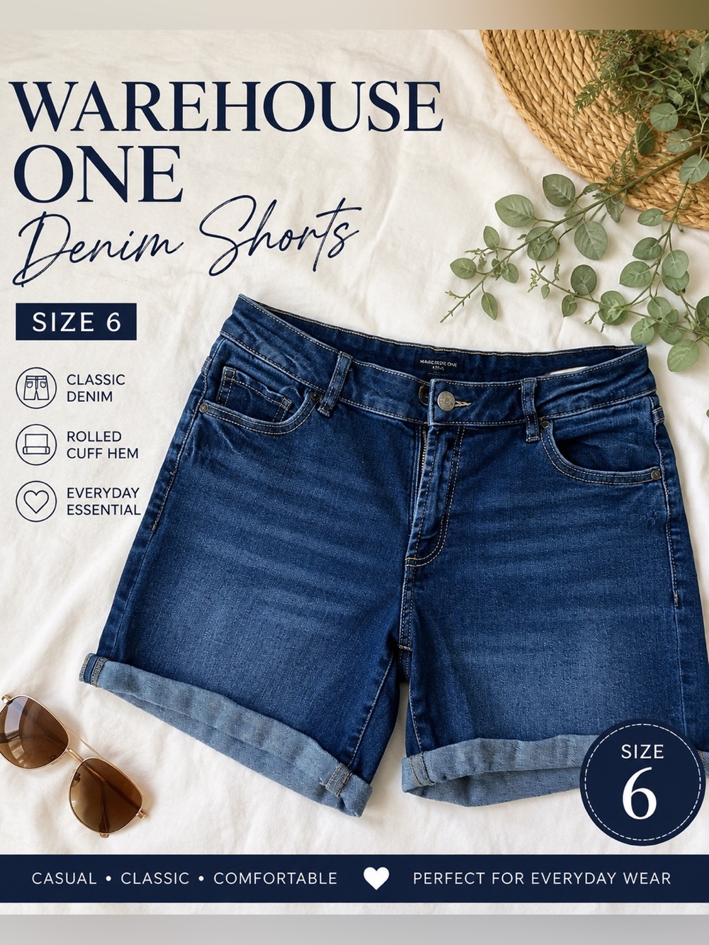 🔥 BUNDLE 4/20 SAVE 🔥 Warehouse One | Dark Wash | Denim Shorts | Size 6